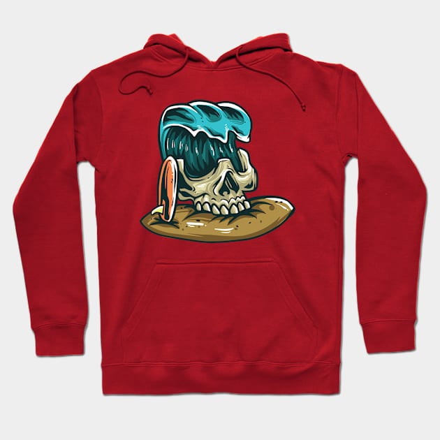 Skull Waves Surf Hoodie by Mako Design 